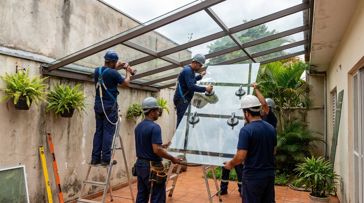 Instalação de cobertura de vidro em Lauro de Freitas-BA